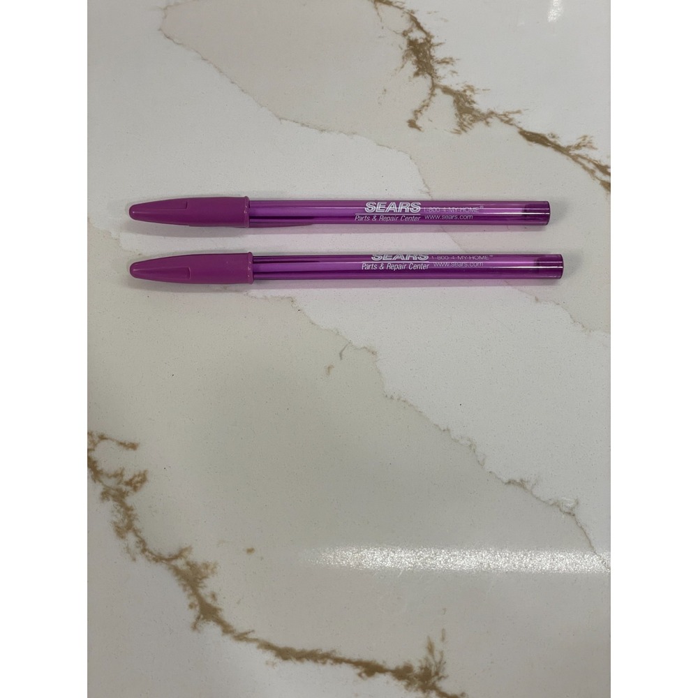 NO INK Vintage Sears Parts & Repair Pens Lot of 2‎ Ballpoint Purple Cap READ